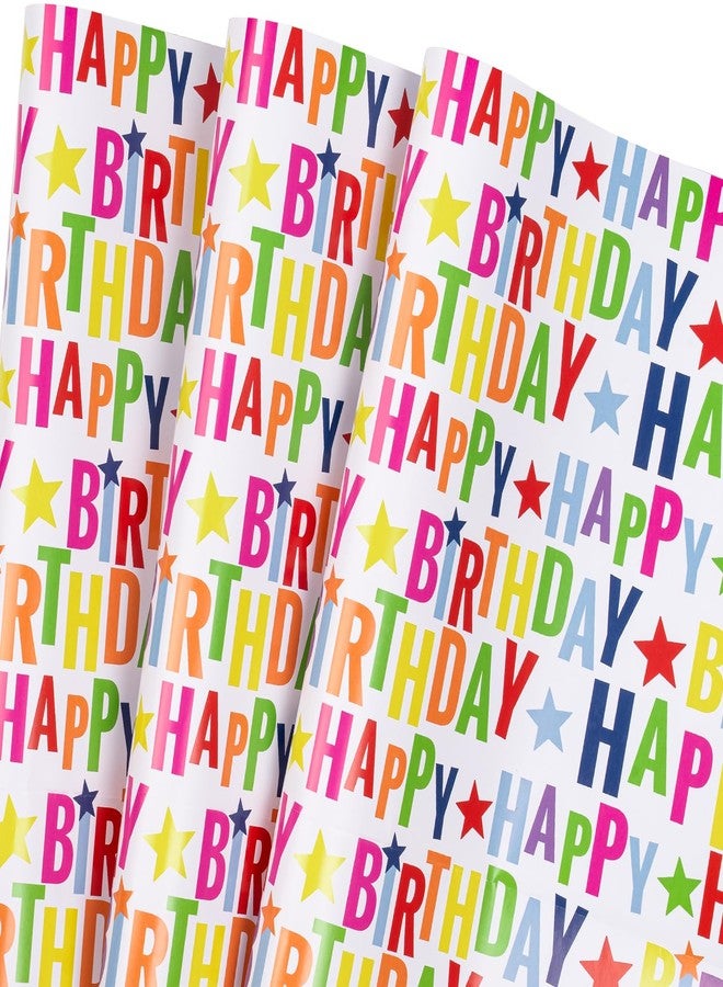 WRAPAHOLIC Birthday Wrapping Paper Sheet - 6 Sheets Colorful Happy Birthday Design Folded Flat for Birthday, Baby Shower, Party, Holiday - 19.7 Inch X 27.5 Inch Per Sheet - Image 2